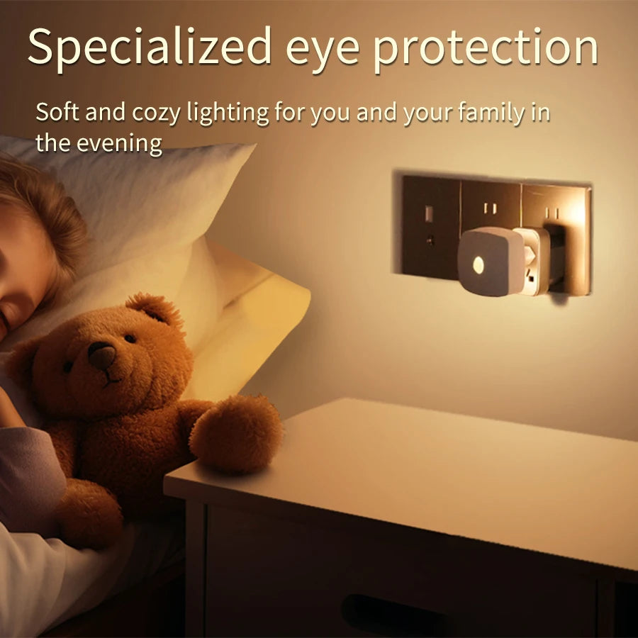 Motion Sensor Led Night Light EU US Plug Infrared Smart Sensor Wall Lamp Bedroom Toilet Hallway Kitchen Kid Nightlight 220V 110V