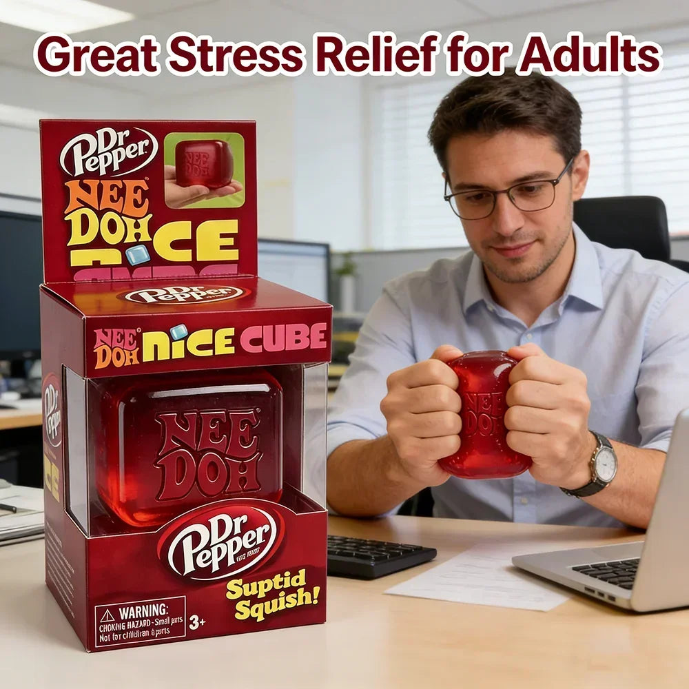 Schylling NeeDoh Nice Cube Sensory Squeeze Toy with Super Solid Squish Stress Relief Anxiety Sensory Tool Stress Reliever Toys